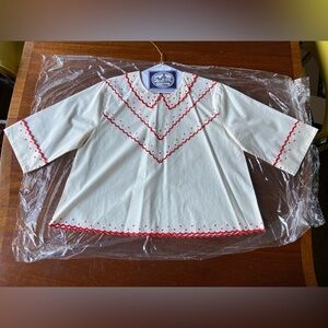 BATSHEVA Shirley Blouse in Cream with Red Embroidery